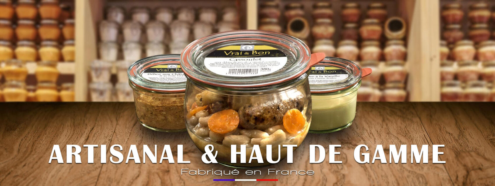 Plats cuisinés individuels en bocaux pour l’épicerie fine